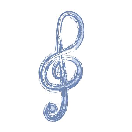 treble clef, music note icon over white background. vector illustrationのイラスト素材