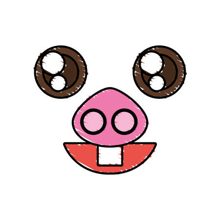 Drawing piggy kawaii face animal vector illustration eps 10のイラスト素材