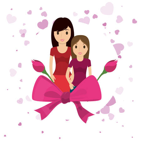 mothers day mom with child lovely card vector illustration eps 10のイラスト素材