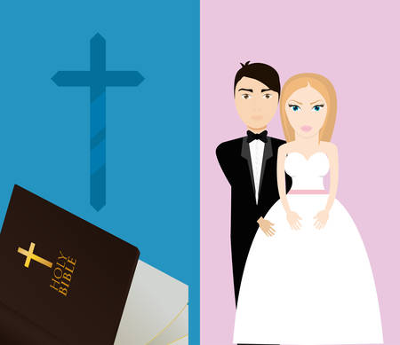 get married couple bible cross sacred cardのイラスト素材
