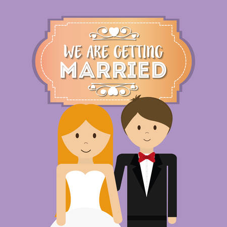 we are greeting married cute coupleのイラスト素材