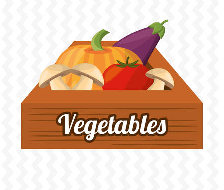 vegetables wooden box harvet imageのイラスト素材