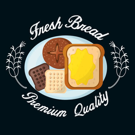 fresh bread premium quality food breakfastのイラスト素材