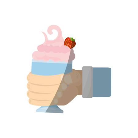 hand holding glass cup milk shake vector illustration eps 10のイラスト素材