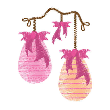 drawing hanging easter eggs bow ornament vector illustration eps 10のイラスト素材