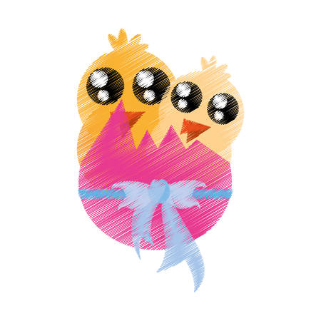 drawing beauty chickens pink egg broken vector illustration eps 10のイラスト素材