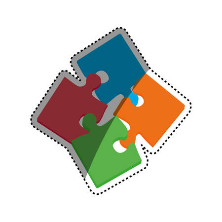 puzzle pieces together icon illustrationのイラスト素材