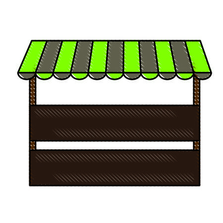 store with striped awning icon over white background. vector illustrationのイラスト素材