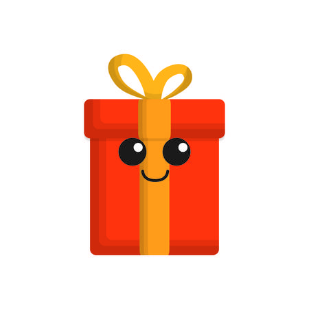kawaii gift box icon over white background. vector illustrationのイラスト素材