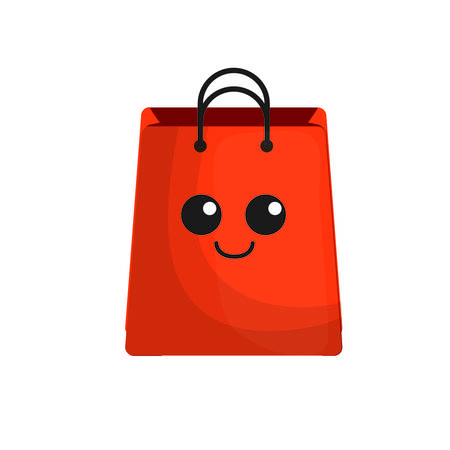 kawaii shopping bag icon over white background. vector illustrationのイラスト素材