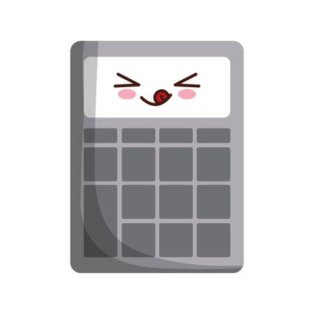 kawaii calculator device icon over white background. vector illustrationのイラスト素材