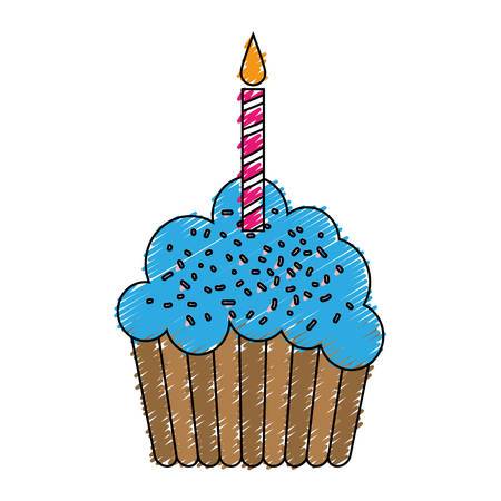 birthday cupcake icon over white background. vector illustrationのイラスト素材
