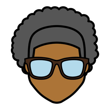 Hipster man with glasses icon over white background. colorful design. vector illustrationのイラスト素材