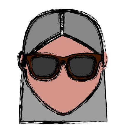 Woman with sunglasses icon over white background. vector illustrationのイラスト素材