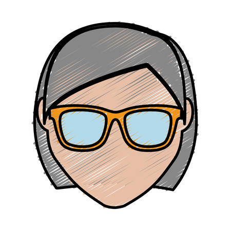 hipster woman with glasses icon over white background. colorful design. vector illustrationのイラスト素材