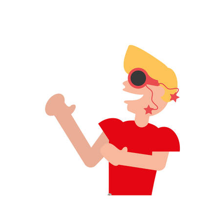 Man celebrating cartoon icon vector illustration graphic designのイラスト素材