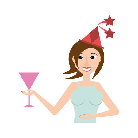 Woman celebrating cartoon icon vector illustration graphic designのイラスト素材