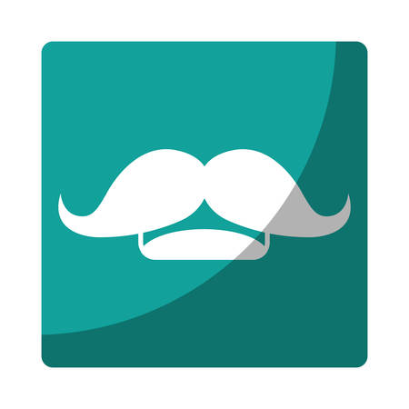 mustache icon over blue square and white background. vector illustrationのイラスト素材