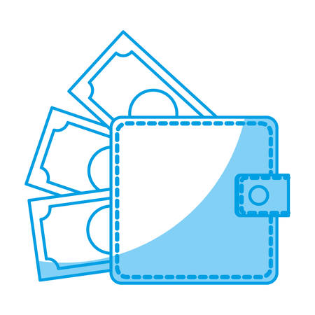 Wallet with money icon over white background. vector illustrationのイラスト素材