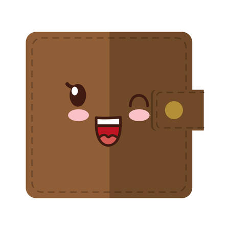 kawaii wallet icon over white background. vector illustrationのイラスト素材