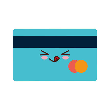 kawaii credit card icon over white background. vector illustrationのイラスト素材