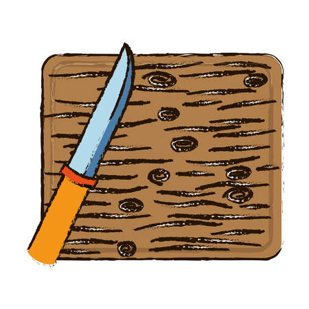 Kitchen knife and table icon over white background. vector illustrationのイラスト素材