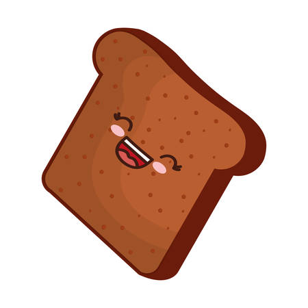 Kawaii loaf slice icon over white background.のイラスト素材
