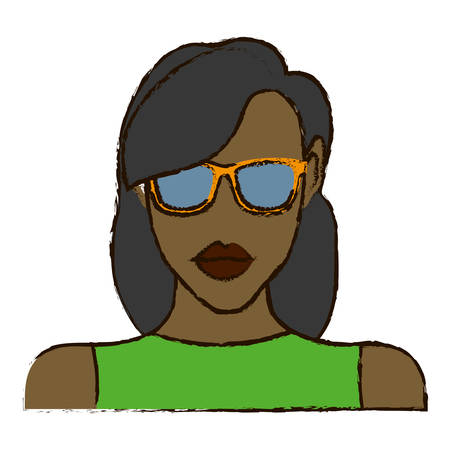 woman with sunglasses icon over white background. colorful design. vector illustrationのイラスト素材