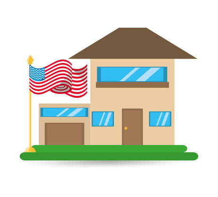 patriotism house with american flag design, vector illustrationのイラスト素材