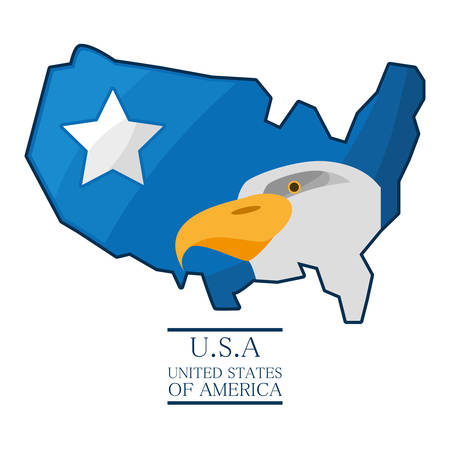 nice eagle with piece of american flag, vector illustrationのイラスト素材