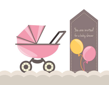 baby shower card happy invitation, vector illustrationのイラスト素材