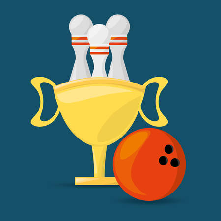 Trophy to win bowling game competition, vector illustrationのイラスト素材
