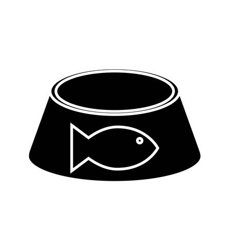 Pet food bowl with fish icon over white background. pet shop concept. vector illustrationのイラスト素材