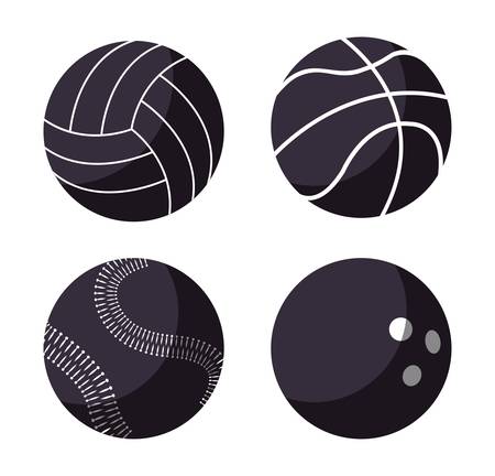 sports balls icon set over white  background. vector illustrationのイラスト素材