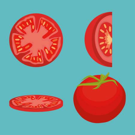 tomato vegetable icon over turquoise background. colorful design. vector illustrationのイラスト素材