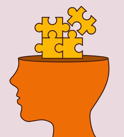 head with jigsaw puzzles icon over purple background. colorful design. vector illustrationのイラスト素材