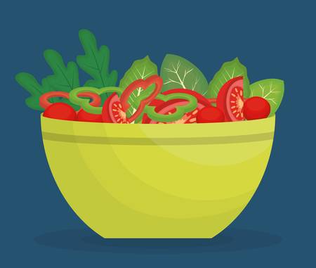 bowl with vegetables salad icon over blue background. colorful design. vector illustrationのイラスト素材