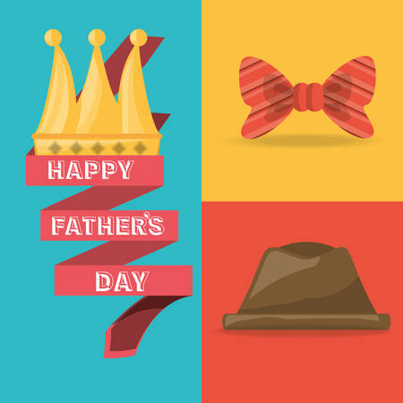 tie bow, hat and ribbon with fathers day, vector illustrationのイラスト素材