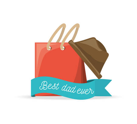 ribbon fathers day with bag and hat, vector illustrationのイラスト素材