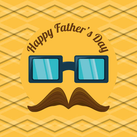 fathers day card with glasses and mustache design, vector illustrationのイラスト素材