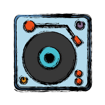 Dj turntable icon over white background. vector illustrationのイラスト素材