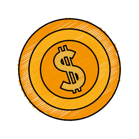 money coin icon over white background. vector illustrationのイラスト素材