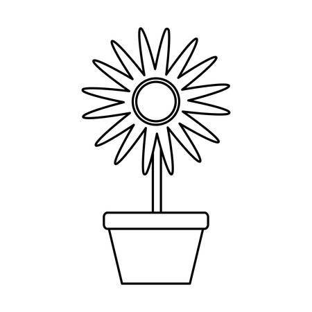 Flower in a pot icon over white background. vector illustrationのイラスト素材