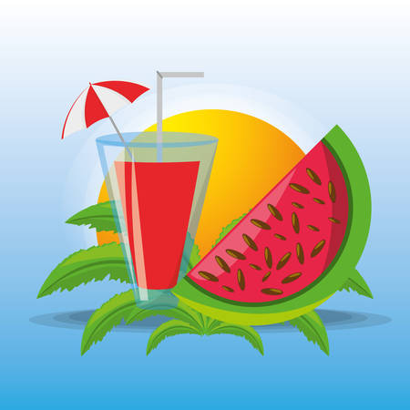 set summer icon over blue background, vector illustrationのイラスト素材