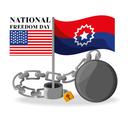 flags and chain to celebrate national freedom, vector illustrationのイラスト素材