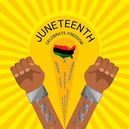 hands with chain to celebration freedom juneteenth, vector illustrationのイラスト素材