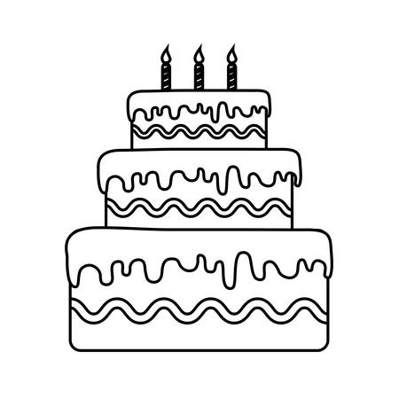 birthday cake with candles icon over white background. vector illustrationのイラスト素材