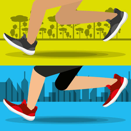 athletes with running shoes sport competition conceptのイラスト素材