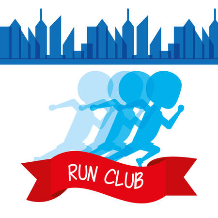 athletes running in competition championship around the city, vector illustrationのイラスト素材