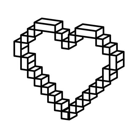 Pixelated heart icon over white background. vector illustrationのイラスト素材